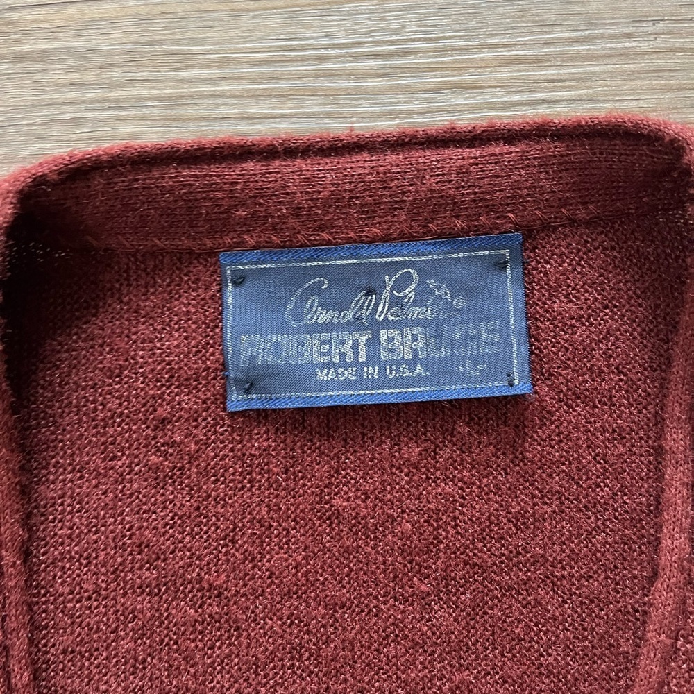 Vintage Arnold Palmer Robert Bruce Burgundy Wool Mens Cardigan Large - Picture 3 of 5